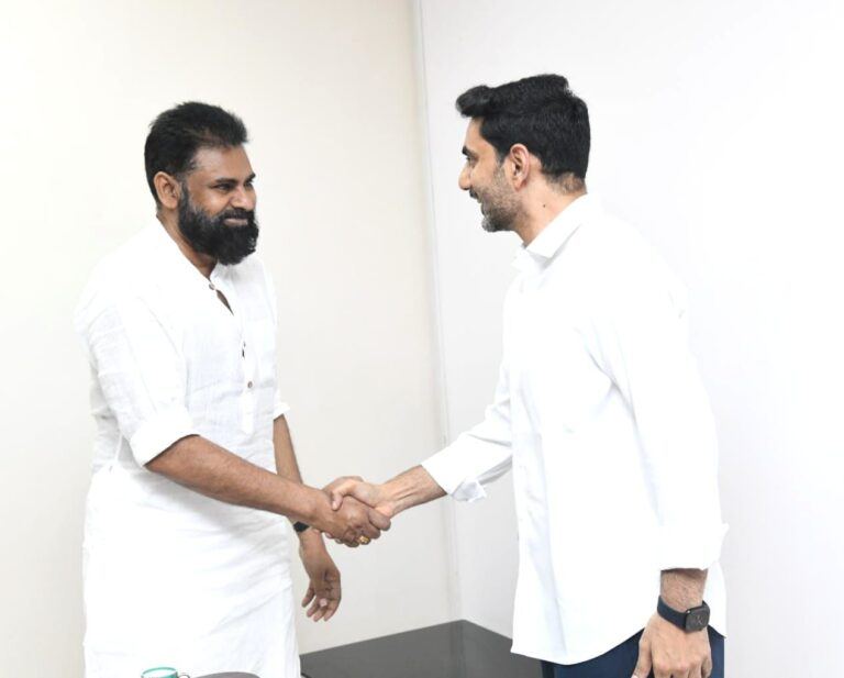 Pawan Kalyan Nara Lokesh Handshake