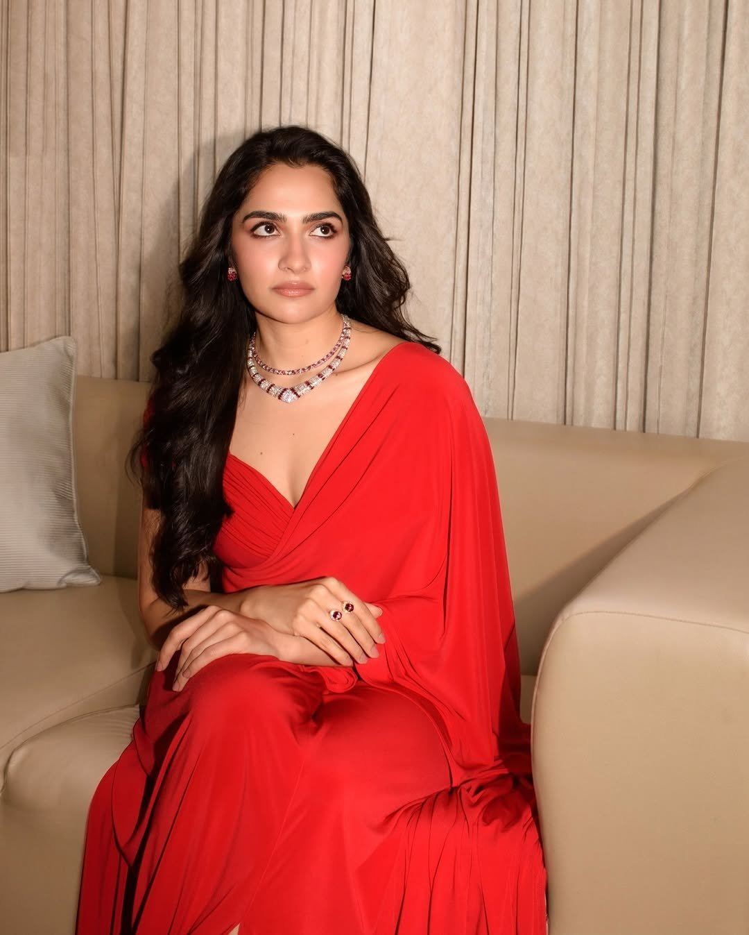 Rukmini Vasanth Graceful Red Portrait