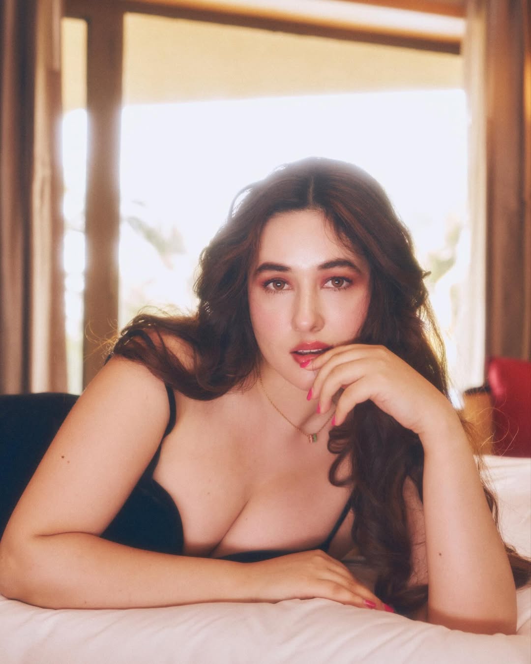 Fierce Expression Of Aditi Budhathoki In Black