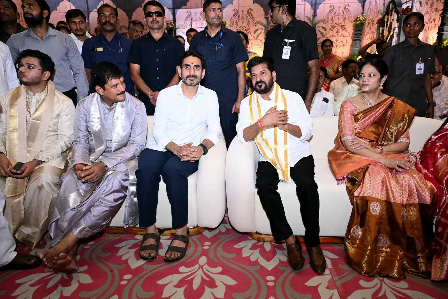 CBN, Nara Lokesh & Revanth Reddy at Dhulipalla Narendra's Daughter Wedding