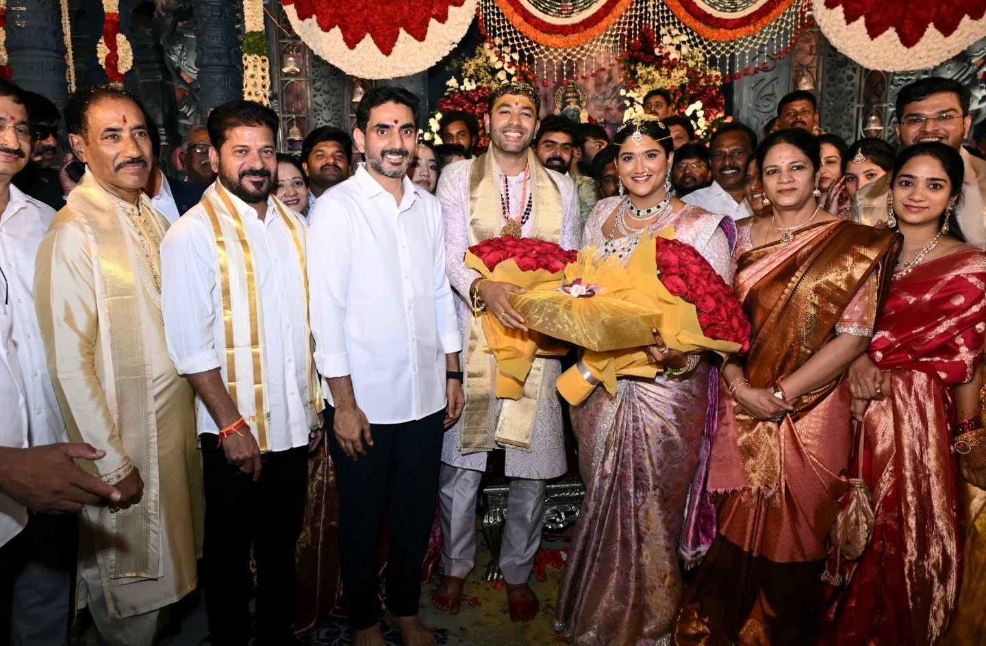 CBN, Nara Lokesh & Revanth Reddy at Dhulipalla Narendra's Daughter Wedding