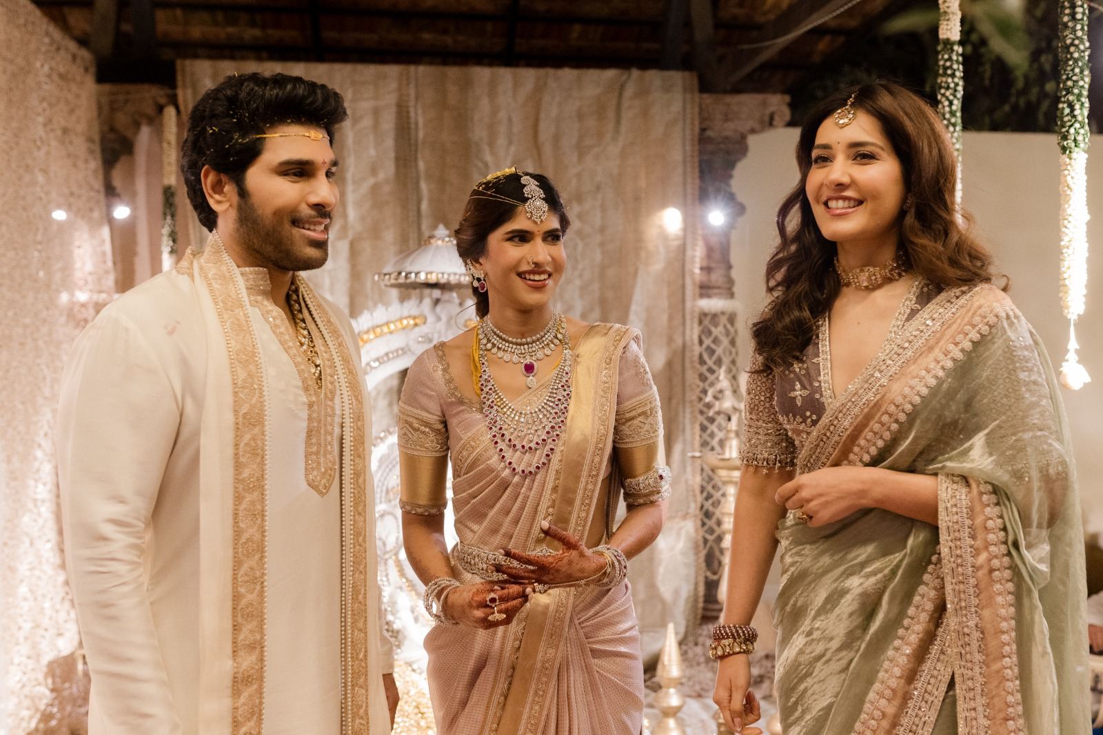 Raashi Khanna With Couple At Wedding Event