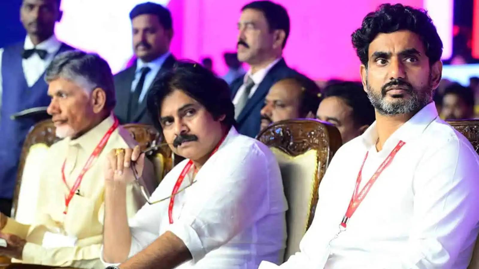 Chandrababu Pawan Lokesh bus moment