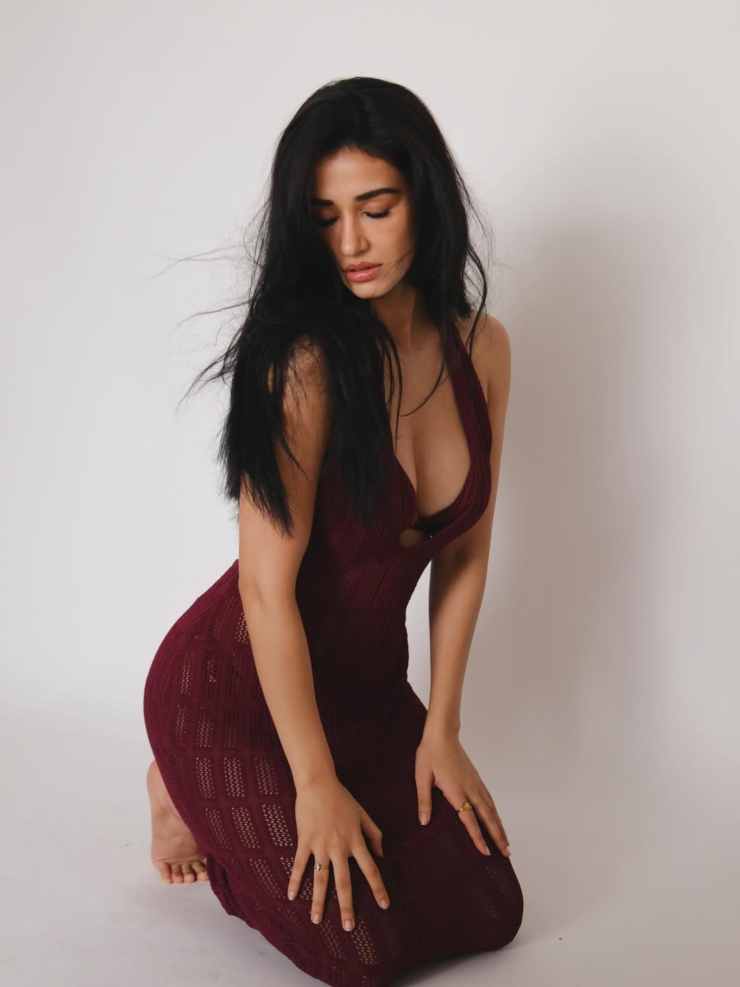Disha Patani Flaunting Curves In Deep Neck Dress