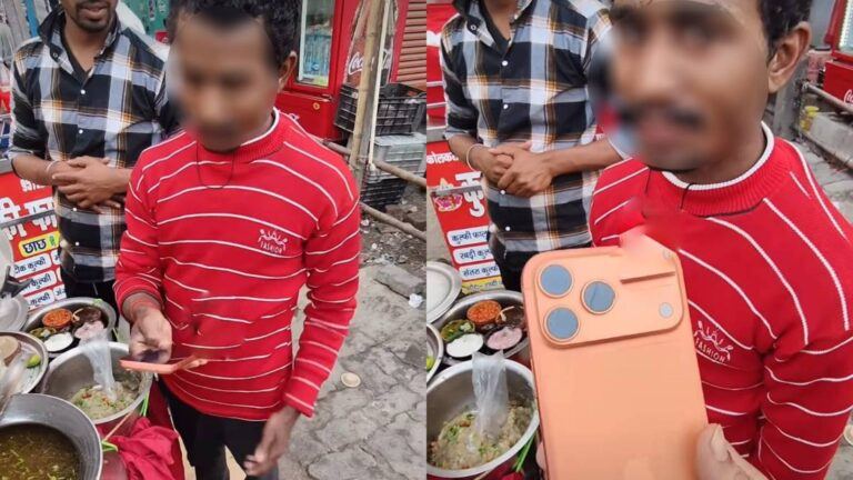 Golgappa vendor using iPhone for payments