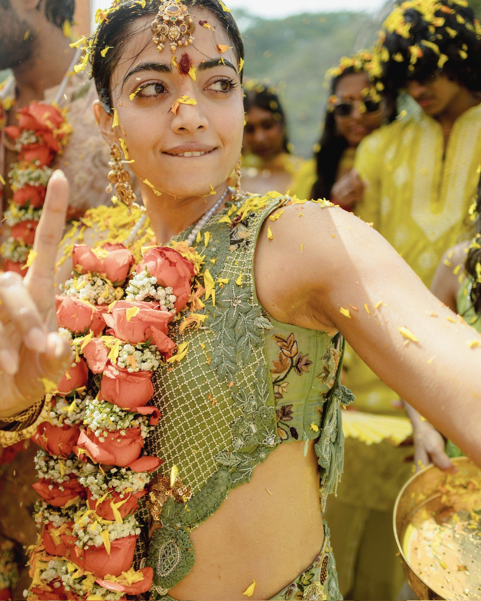 Rashmika Mandanna Bold One Shoulder Saree Pose