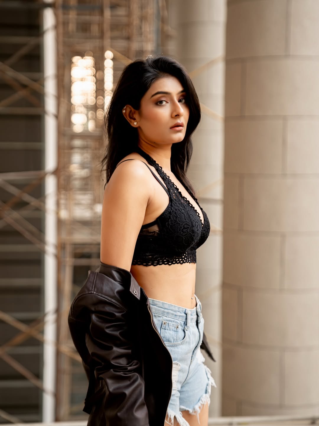 Close Up Of Hemanshi Ruparel In Black Lace Top