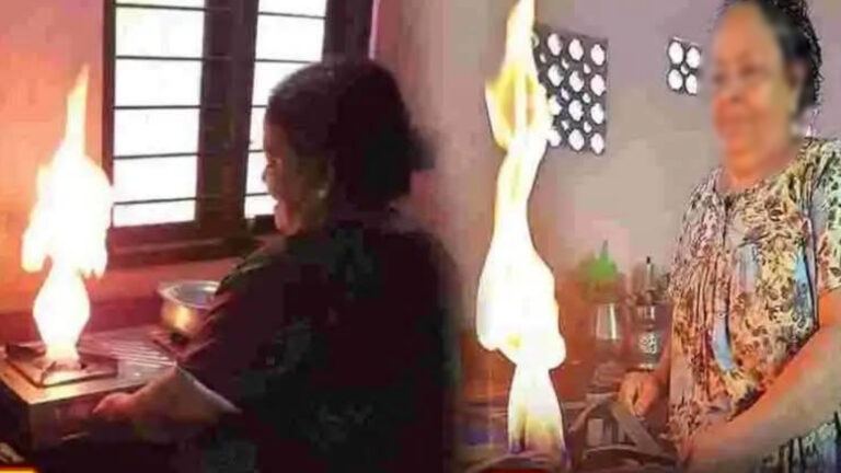 Kerala woman using gas from well