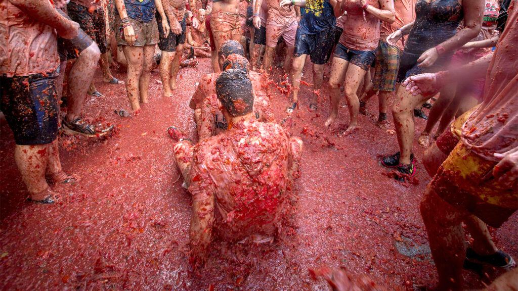 La Tomatina festival crowd in India