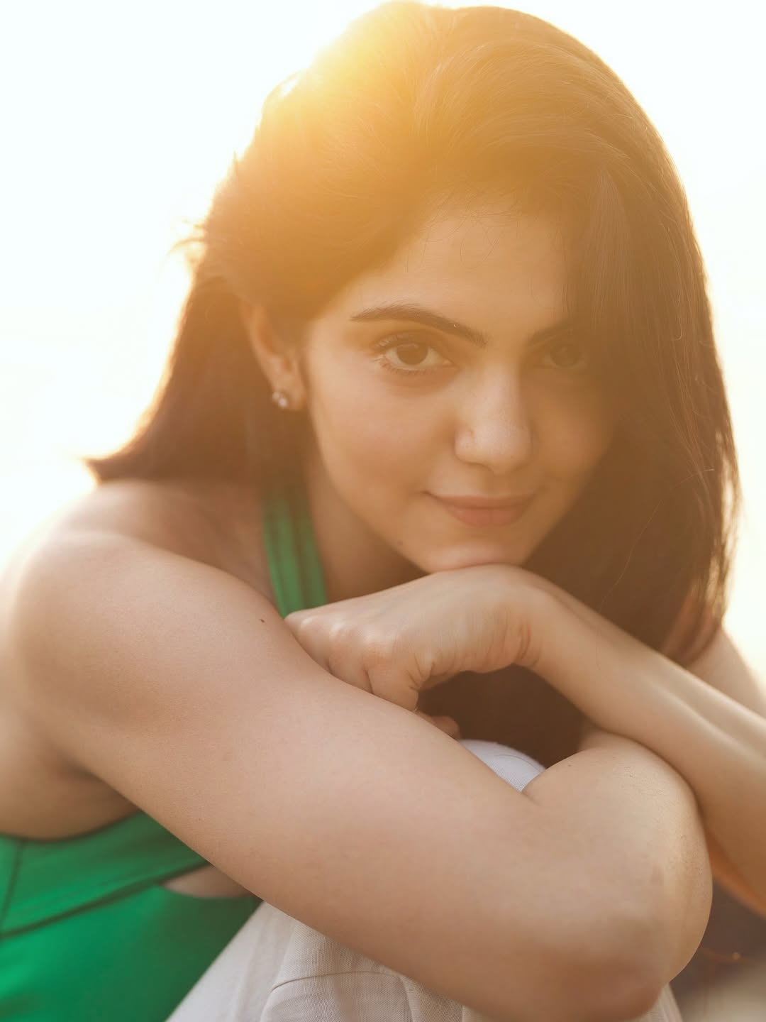Misha Narang With Wind Swept Hair At Sunset