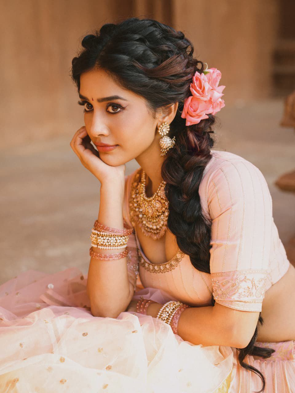 Nabha Natesh Elegant Side Pose In Ethnic Style