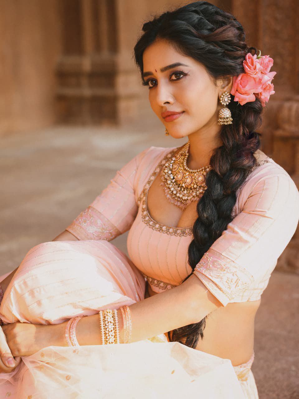 Nabha Natesh Soft Ethnic Look With Confident Pose