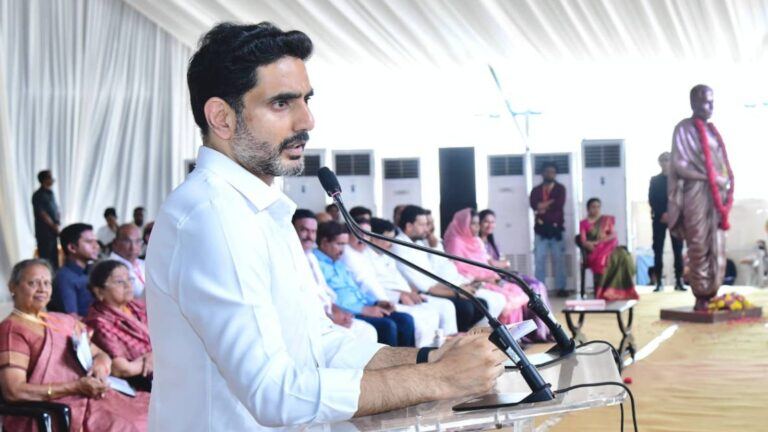 Nara Lokesh at Potti Sriramulu statue event