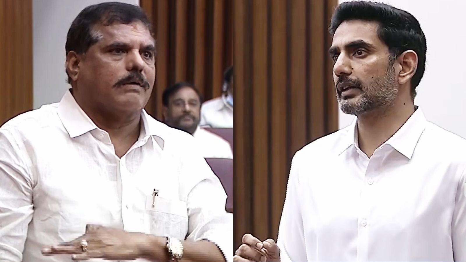 Nara Lokesh greeting Botsa Satyanarayana