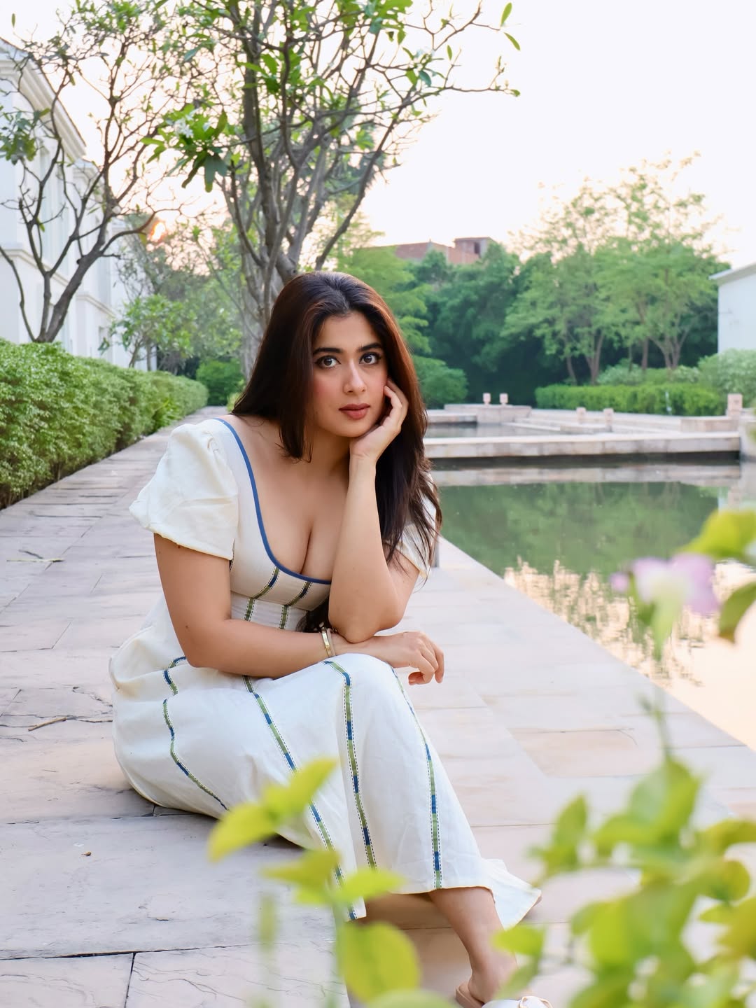 Nikita Sharma In Bold Ivory Summer Dress Pose