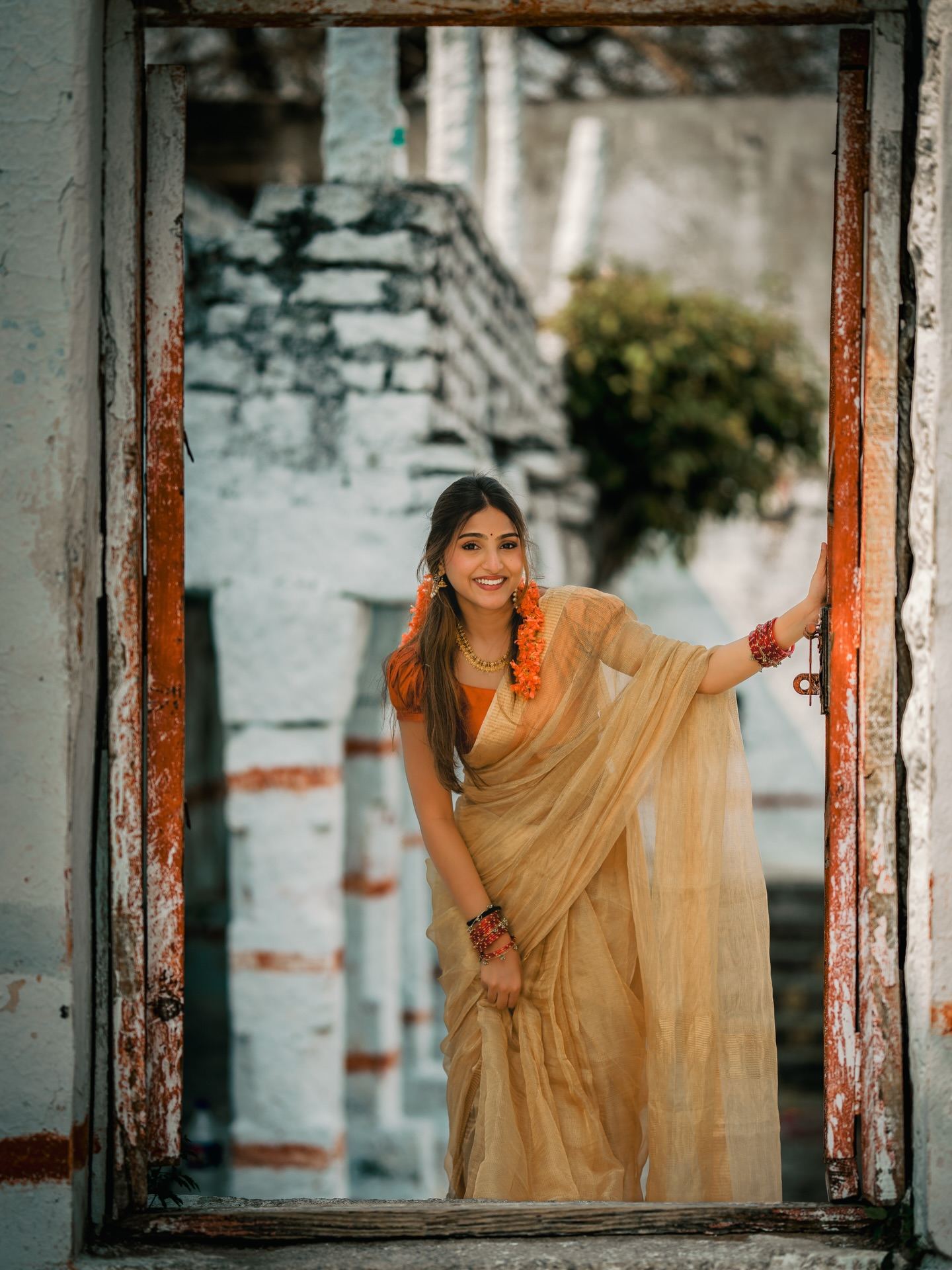 Rustic Temple Backdrop Enhancing Ethnic Vibe