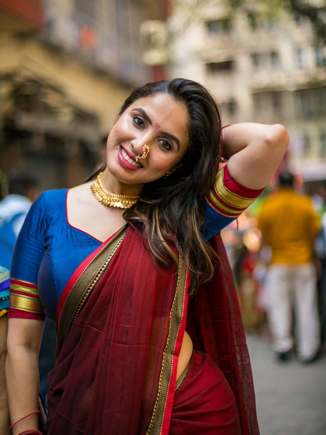 Priyanka Kholgade Radiant In Maroon Silk Saree