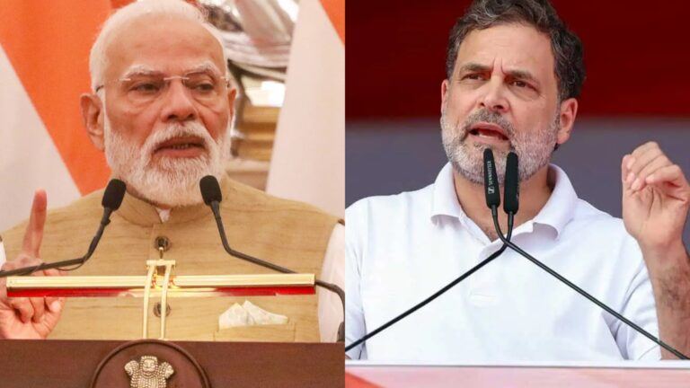 Rahul Gandhi speaking at Congress event questioning challenge to Narendra Modi leadership