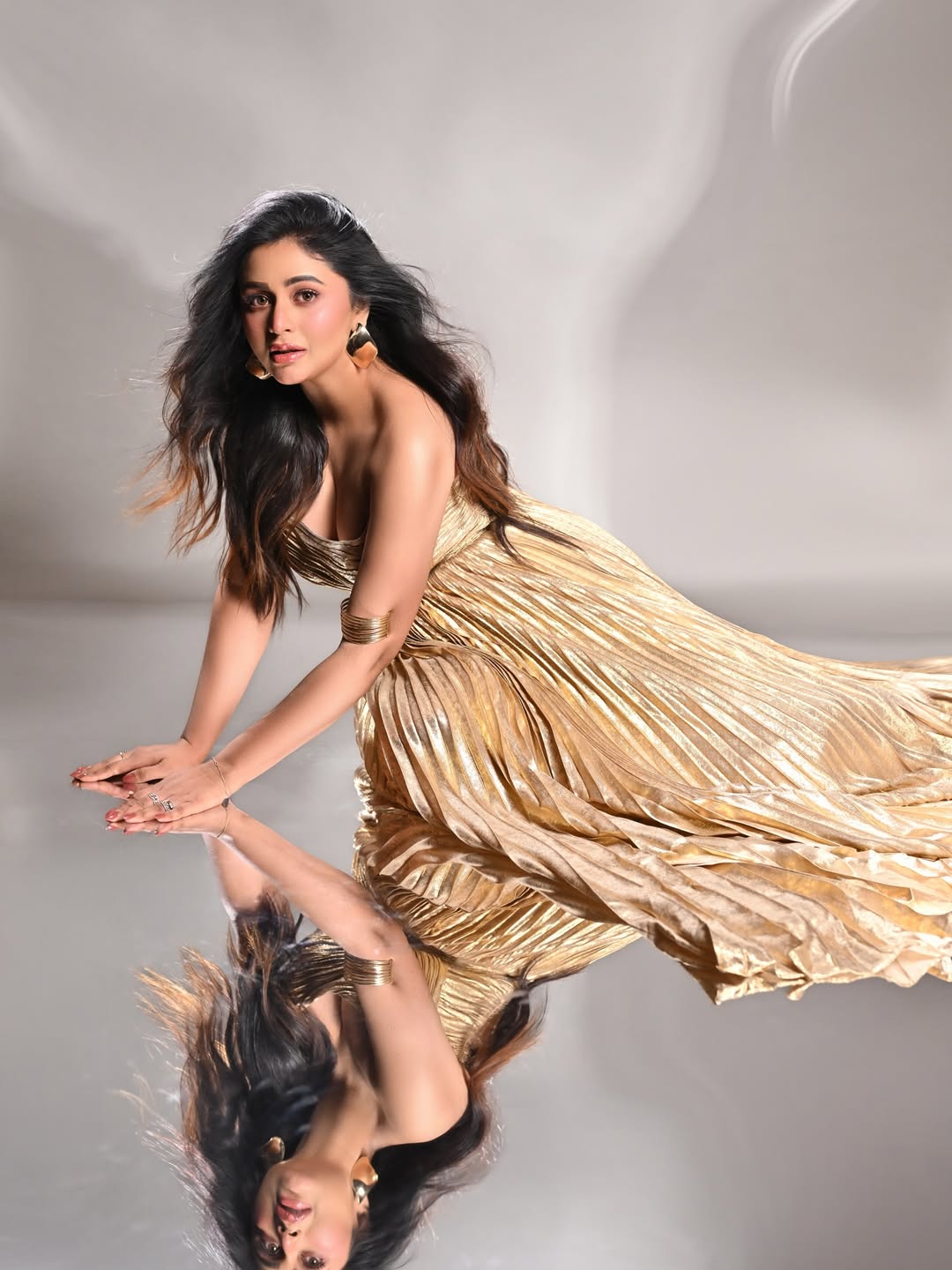 Ritabhari Chakraborty Shimmering Gown Silhouette