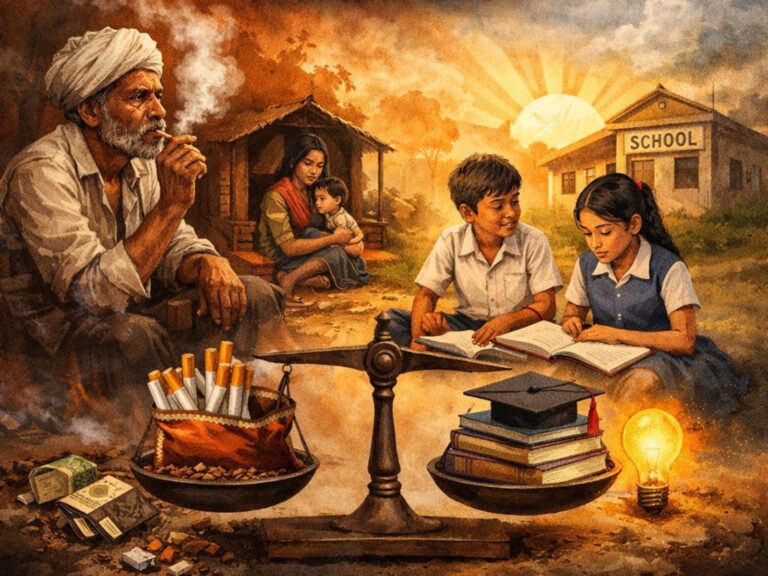 Rural India education vs tobacco spending