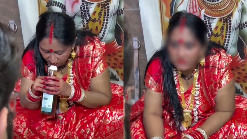 Sadhvi smelling oil viral video