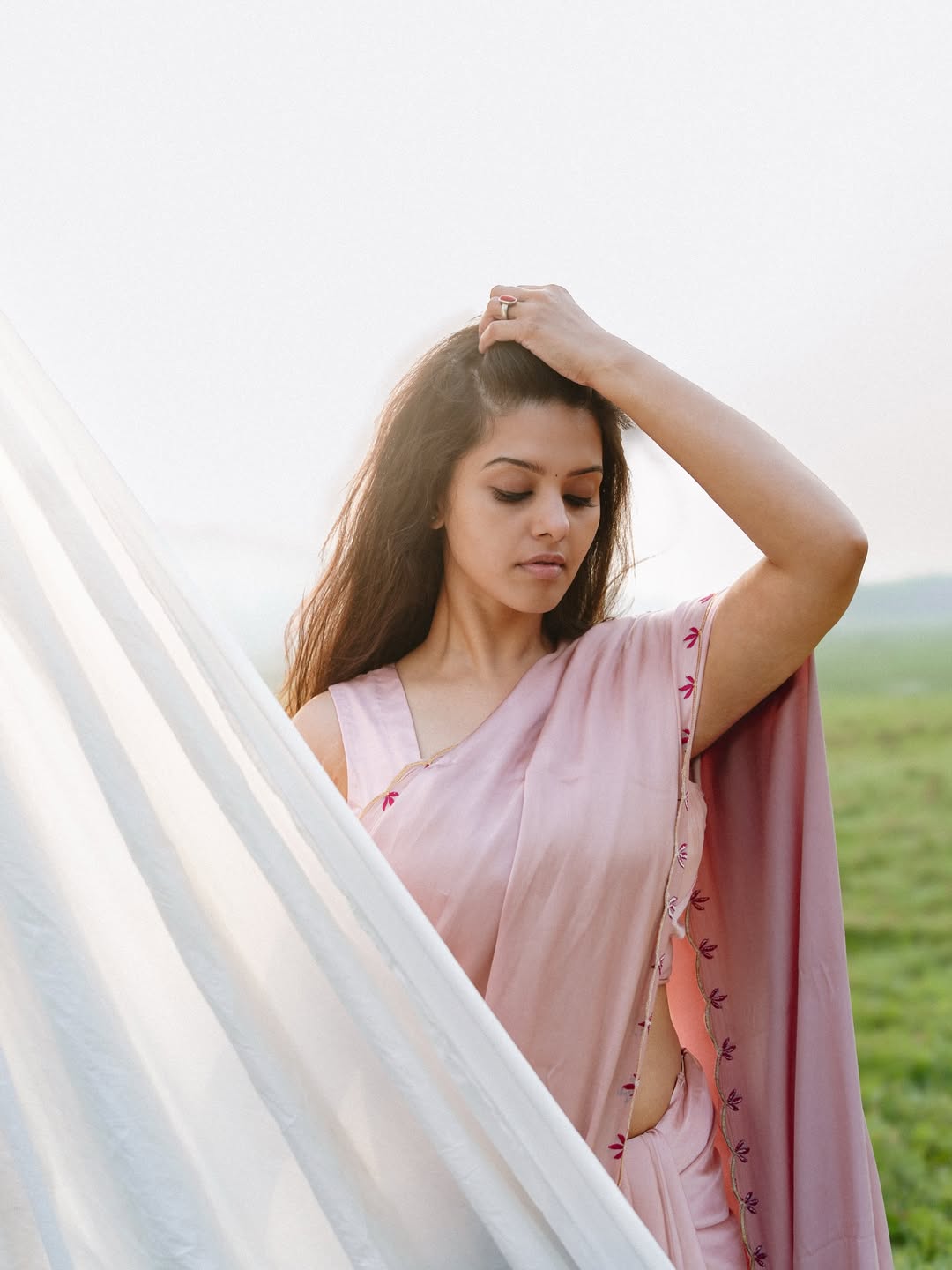Fierce Expression Of Swathishta Krishnan In Saree