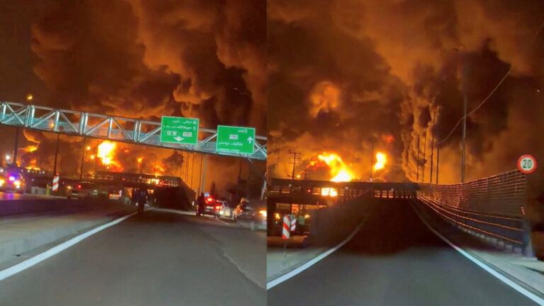 Tehran oil depot fire after airstrike