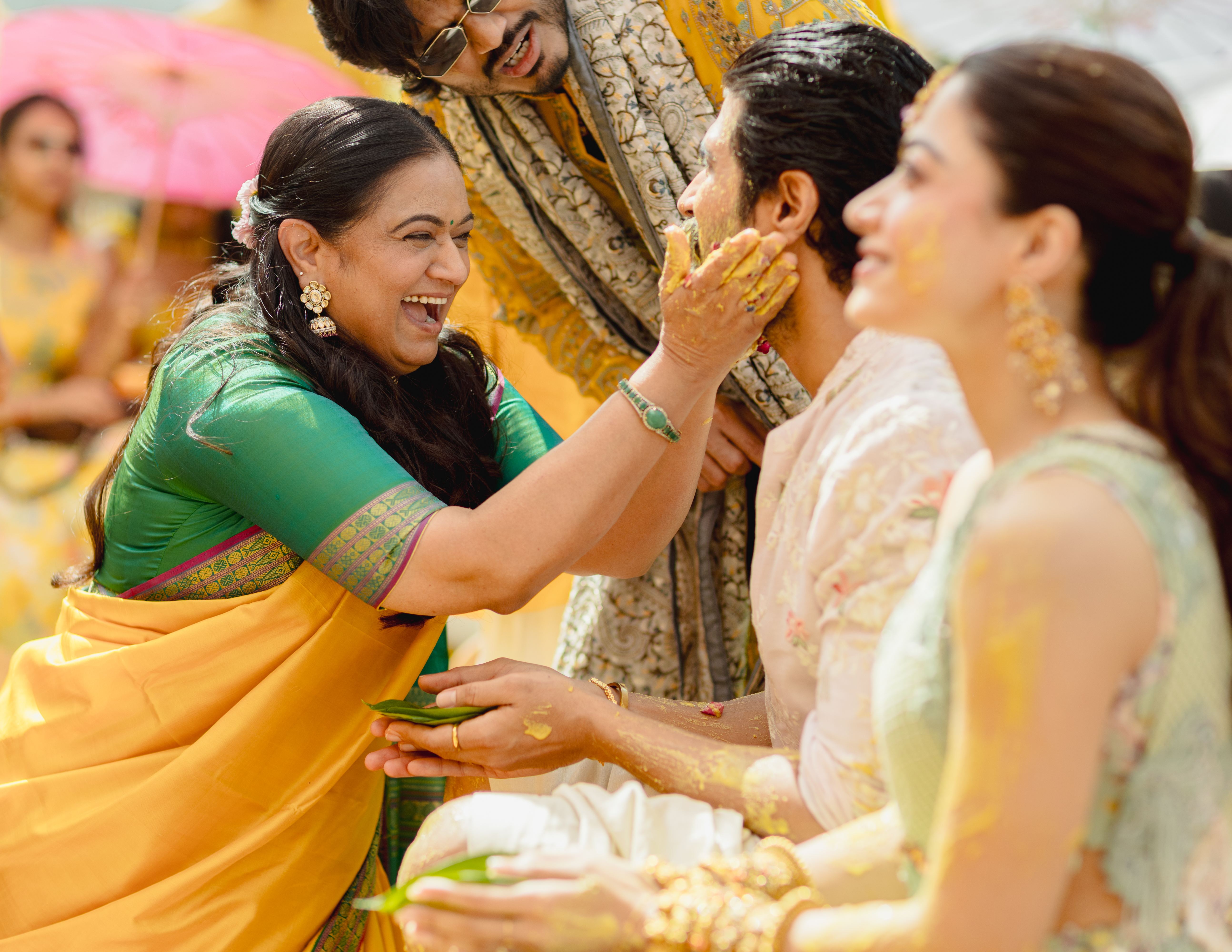 Rashmika Mandanna Smile Lights Up Haldi Photos