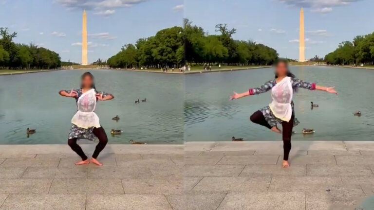 Swathi Jaisankar dancing at Washington Monument