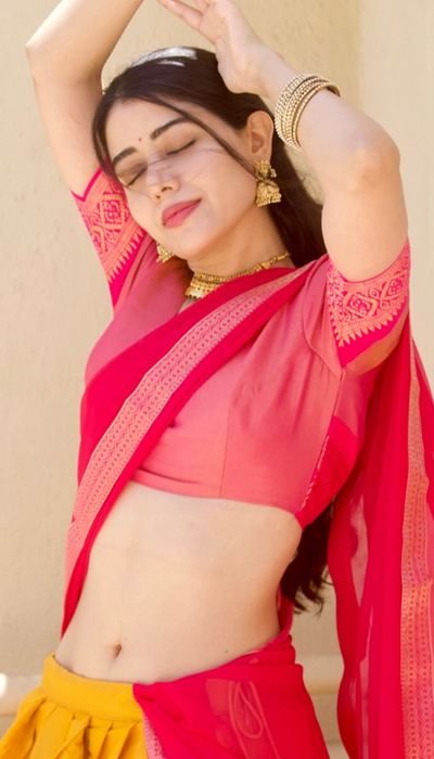 Aarti Chikara's Bold Navel Show In Half Saree