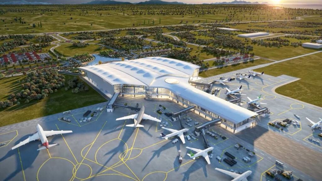 Bhogapuram International Airport construction site in Andhra Pradesh nearing completion