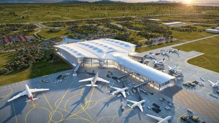 Bhogapuram International Airport construction site in Andhra Pradesh nearing completion