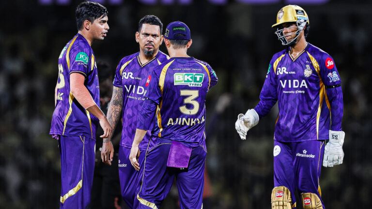 KKR players during tough match phase