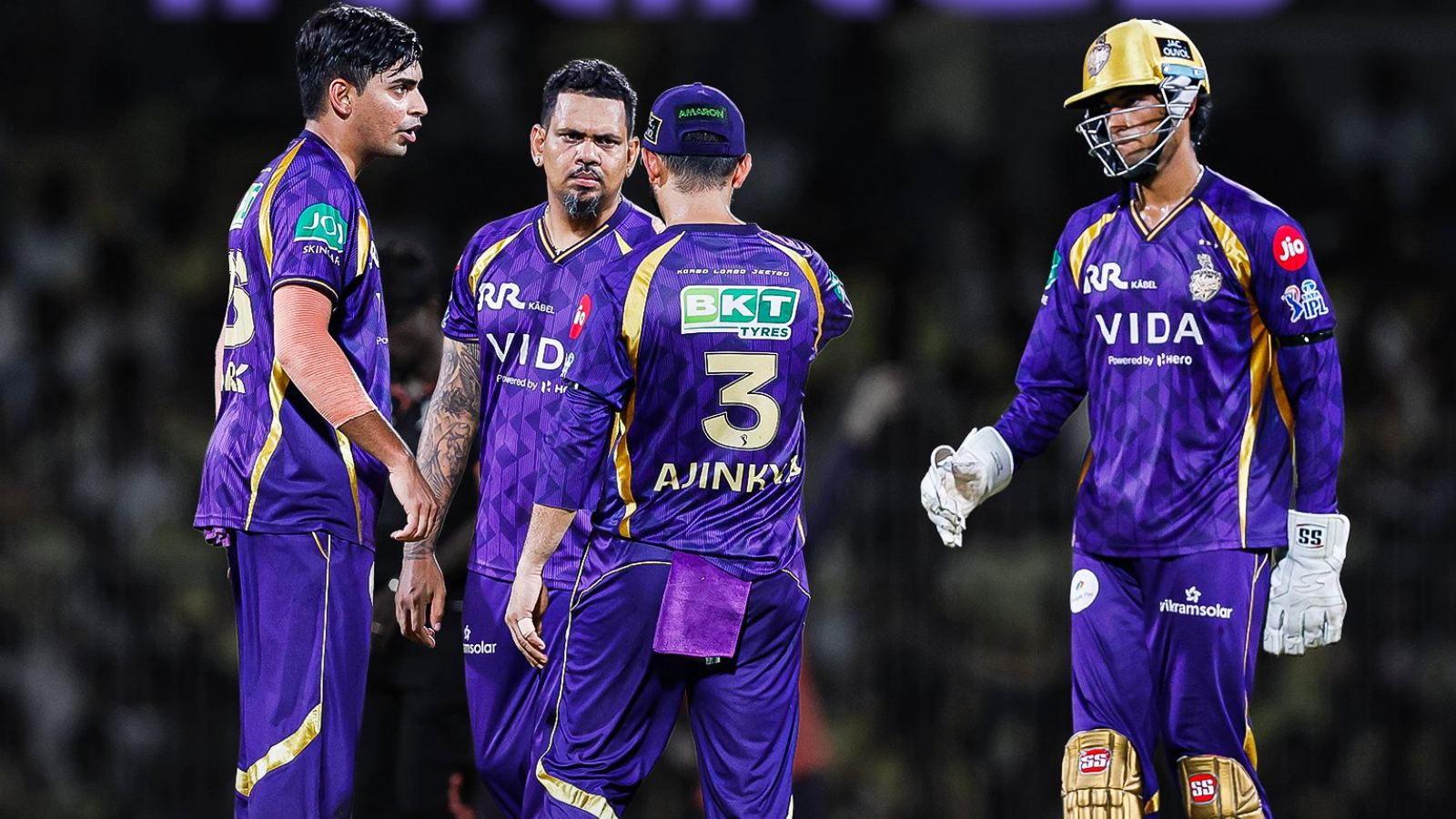 KKR players during tough match phase