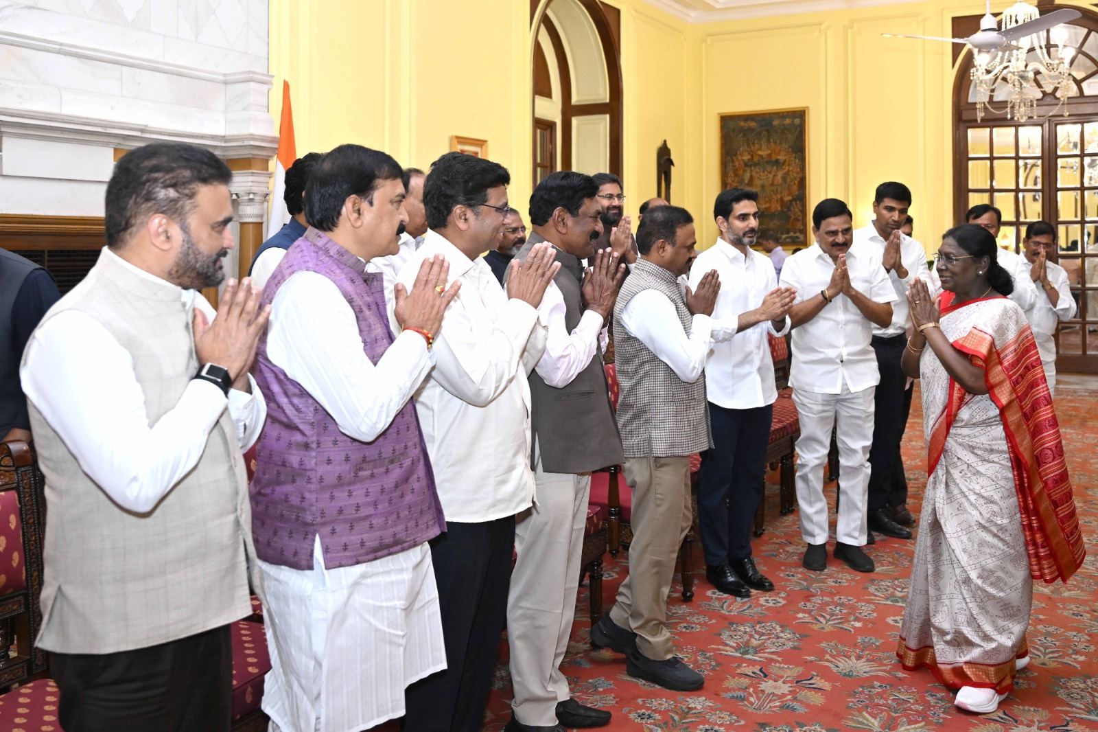 TDP Leaders Joining Nara Lokesh In Formal Style