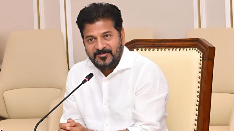 Revanth Reddy discussing strategy with Congress leadership on key issues