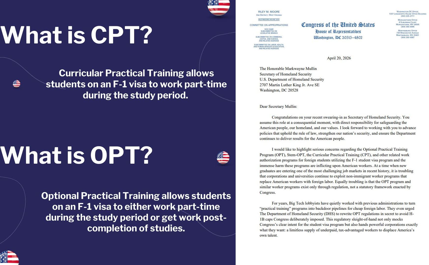 Scrap OPT STEM-OPT Programs Moore Pushes DHS