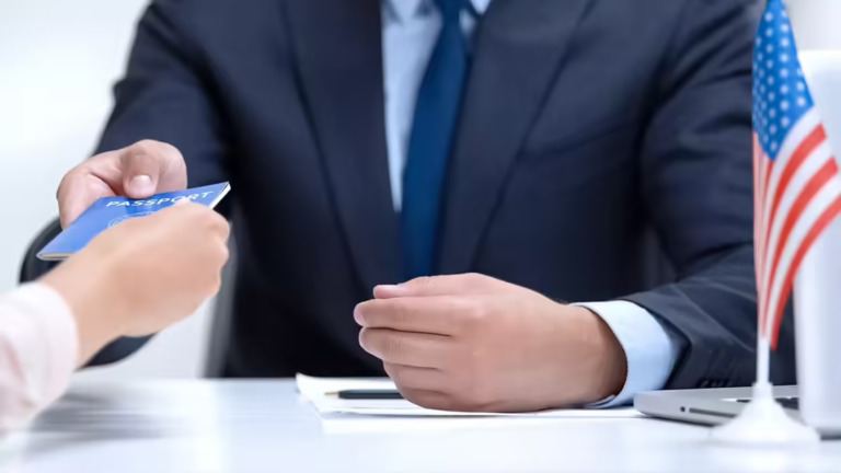 US visa interview at embassy window