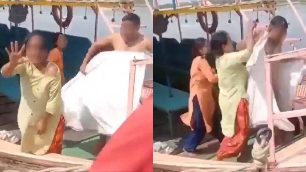 Varanasi boat viral incident priest scene