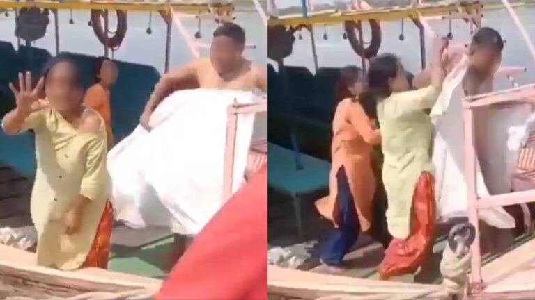 Varanasi boat viral incident priest scene