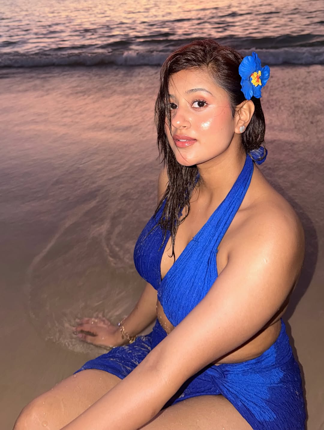 Anjali Arora Radiant Smile In Beach Side Close Up