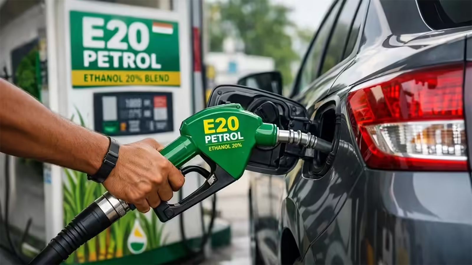 Ethanol blended petrol at fuel station