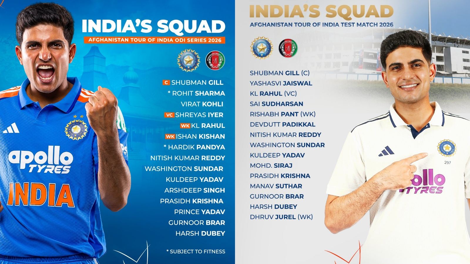 India squad for Afghanistan series