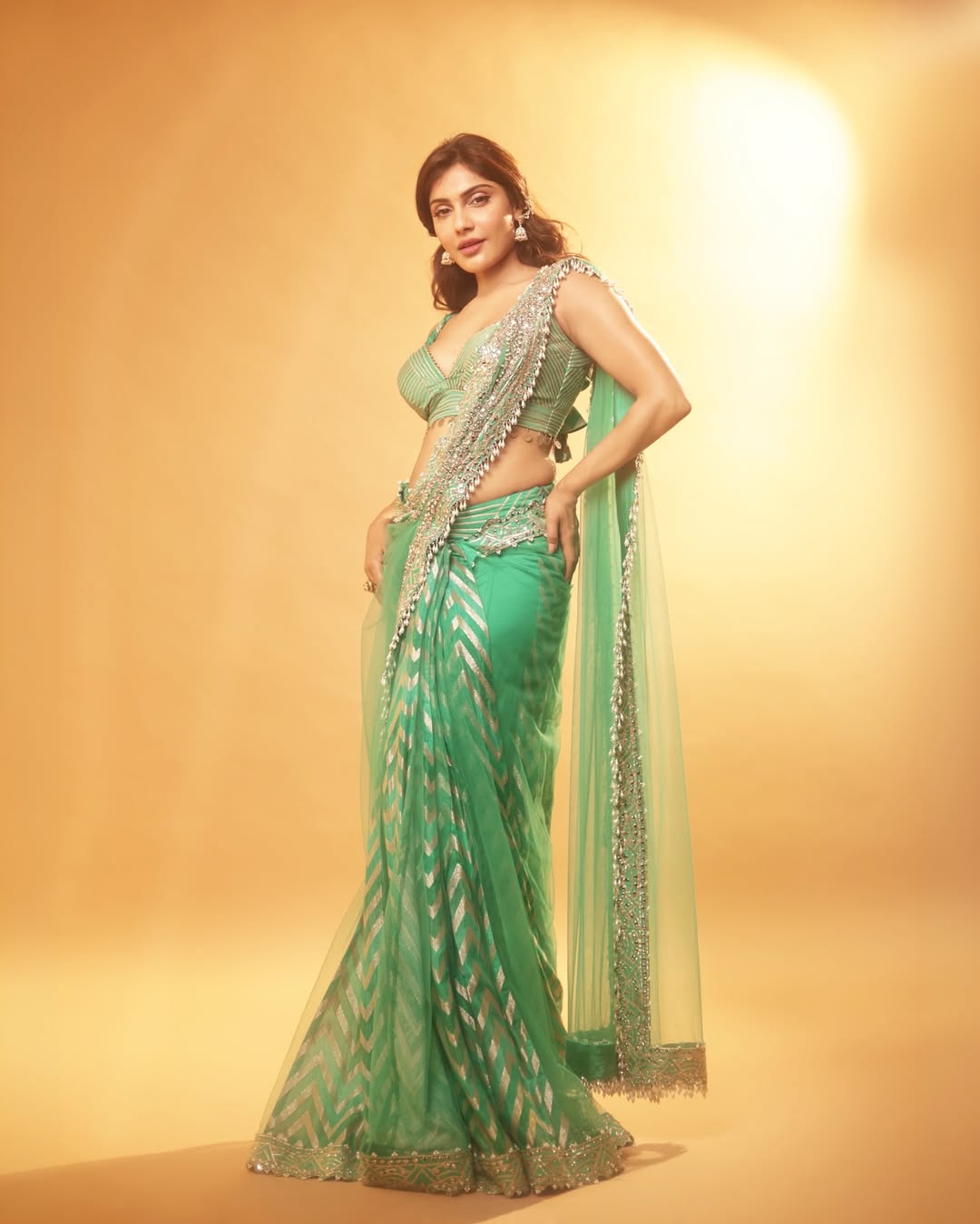 Ishita Raj Standing Profile View In Ethnic Wear