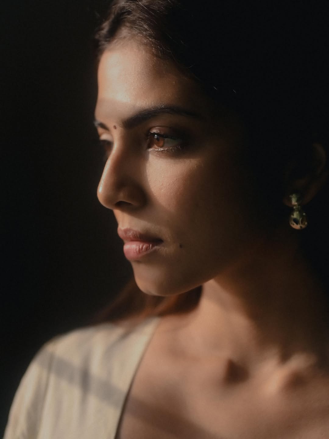Malavika Mohanan Close Up Face In Soft Lighting