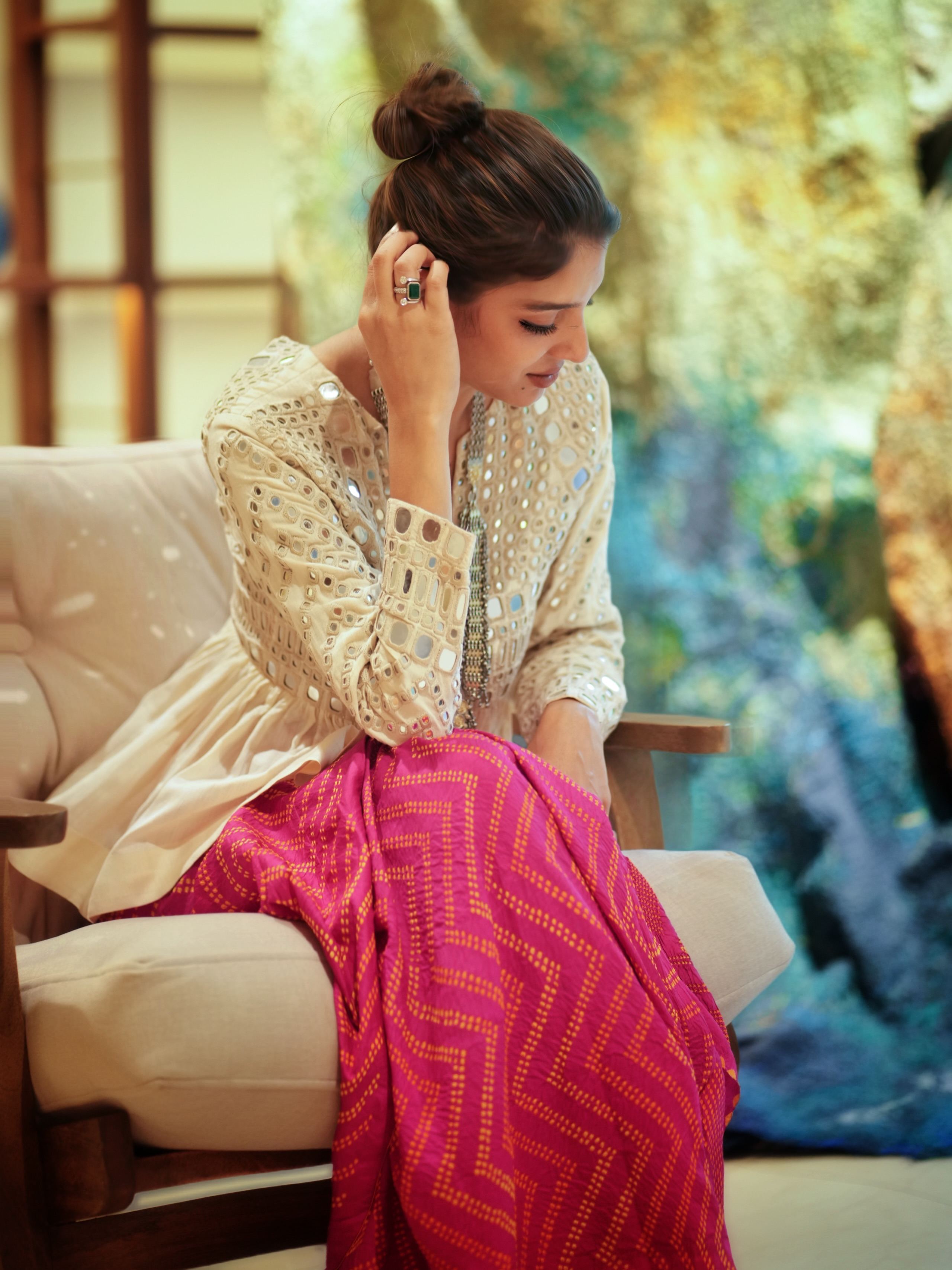 Miheeka Daggubati Rocks Mirror Work Fashion