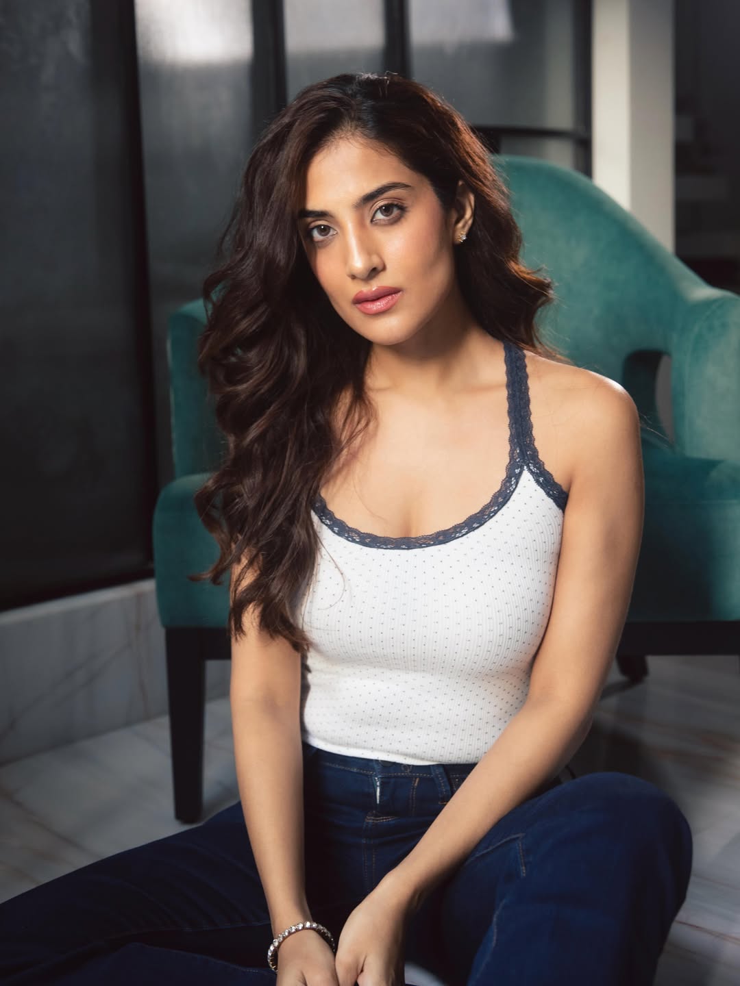 Miloni Jhonsa Flaunting Sleek Polka Dot Camisole