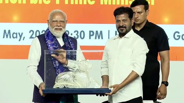 Modi and Revanth at Hyderabad event