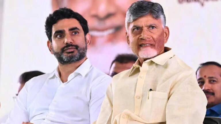 N Chandrababu Naidu and Nara Lokesh interacting with officials and public, showcasing leadership and governance in Andhra Pradesh
