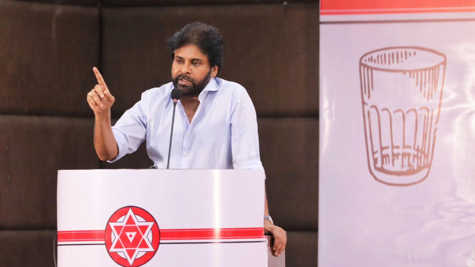 Pawan Kalyan addressing Jana Sena leaders at Rajahmundry meeting on party discipline and alliance politics